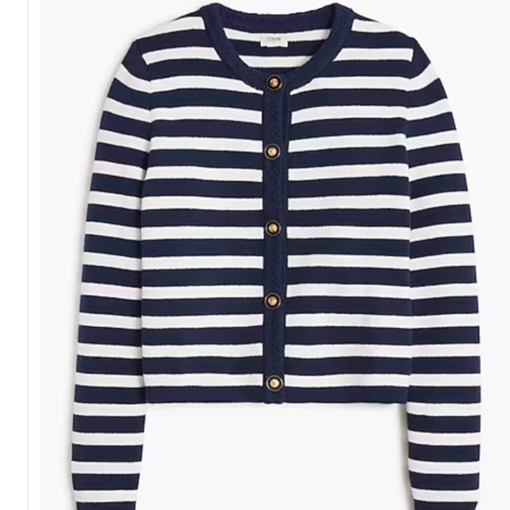 J. Crew Factory Navy and White Striped Sweater